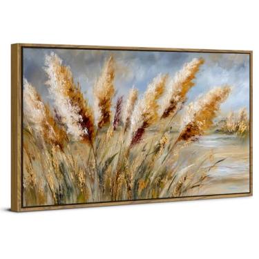 Imagem de Arte de parede em tela emoldurada paisagem de trigo do campo para sala de estar quarto decoração de cozinha abstrata pintura a óleo impressões pintura vintage pôster rústico arte rústica quarto