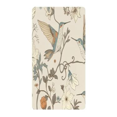 Imagem de Blueangle Lençol de berço padrão para berço infantil - Lençóis de algodão macio e respirável com beija-flores e plantas (648)