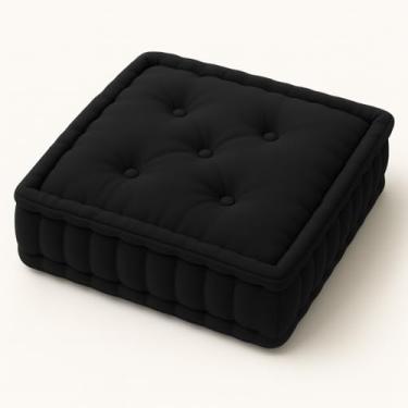 Imagem de Almofada Futon para Banco e Paletes 50x50x12cm Tecido Oxford Alta Densidade Conforto Premium(Preto)