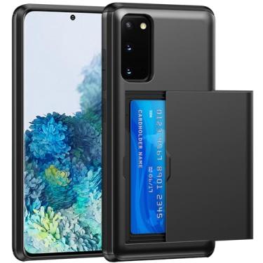 Imagem de SZSSZSM Capa carteira para Samsung Galaxy S20 Plus com suporte para cartão, camada dupla, proteção de grau militar, à prova de choque, compartimento oculto para cartão, capa de telefone slim fit