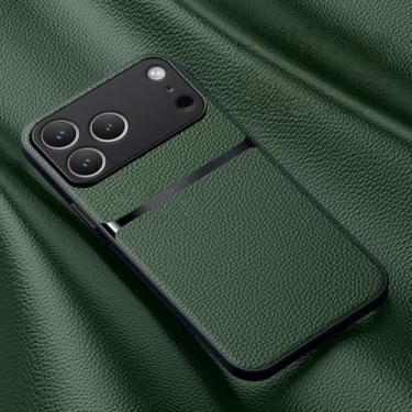 Imagem de Capa de couro para iPhone 17, 16, 13, 12, 11 Pro Max, 16e, fosca, para iPhone 17 Air, 15, 14 Pro Max, 16 Plus, capa traseira, verde, para iPhone 15 Plus