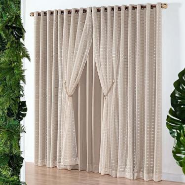 Imagem de Cortina Iris 2 Metros Semi Blackout Sala Quarto Varão - Bege