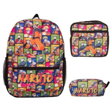 Imagem de Kit Bolsa Mochila Escolar Naruto Estojo Lancheira Juvenil - TOYS 2U