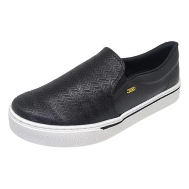 Imagem de Tênis Feminino Slip On Casual Conforto Clássico Via Marte, Preto trico