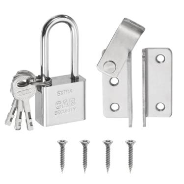 Imagem de PATIKIL Trava de porta flip de 3 mm, aço inoxidável 304 com abertura à esquerda, trava de porta para quarto, portas de banheiro, armários janelas, prata