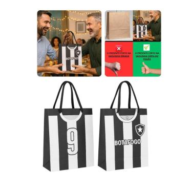 Imagem de Kit 2 Sacola Papel Off-Set Alça Gorgurão Botafogo Presente