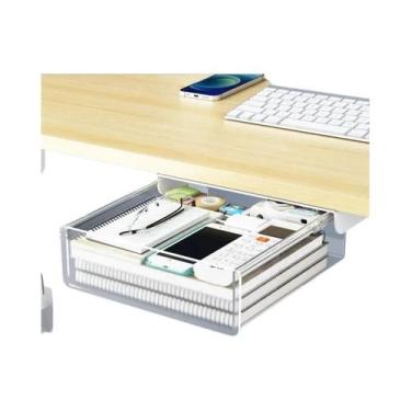 Imagem de Gaveta Plástica Adesiva Para Embaixo Da Mesa, Organizador De Papelaria
