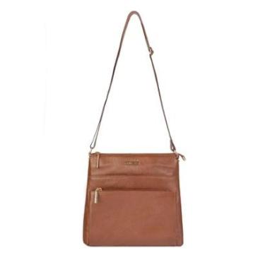 Imagem de Bolsa transversal de couro liso Giselle-Feminino