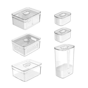 Imagem de Kit Organizador De Geladeira Clear Fresh 6 Peças Transparente Ou