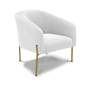 Imagem de Cadeira Sala De Jantar Pé De Ferro Dourado Stella Bouclê D03 - D'rossi Cor Off White