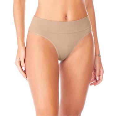 Imagem de Calcinha Fio Dental Cós Largo sem Costura Bege Zee Rucci, M