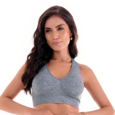 Imagem de Sutiã Top Nadador Alça Larga com Bojo Removível sem Costura Mescla Zee