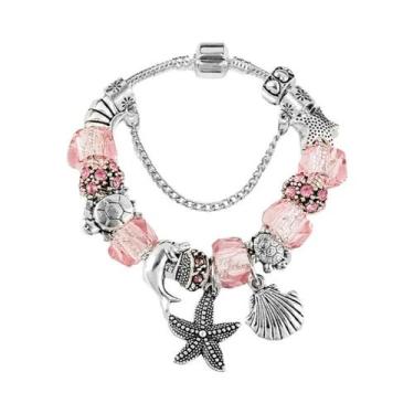 Imagem de Pulseira De Cristal Murano Azul Com Charme De Golfinho Para Mulheres, 