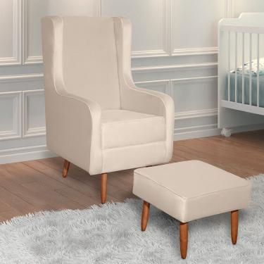 Imagem de Poltrona Amamentacao Retro Pe Palito Com Puff Movellu Home