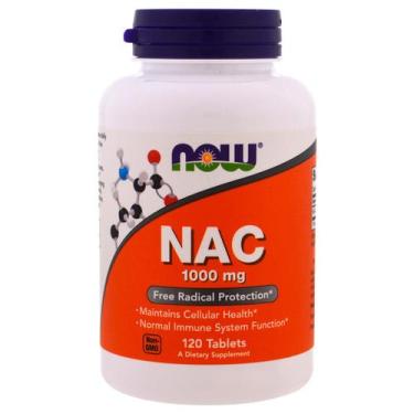 Imagem de Nac Acetyl Cysteine 1000mg (120Tabs) Now Foods, Suplemento Alimentar, 