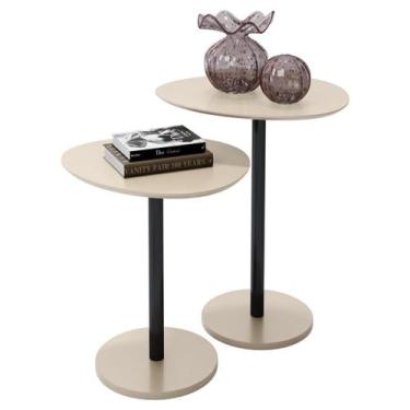 Imagem de Conjunto Mesa Lateral Mdf Pé De Aço - Conjunto Com 2 Mesas - Carisma