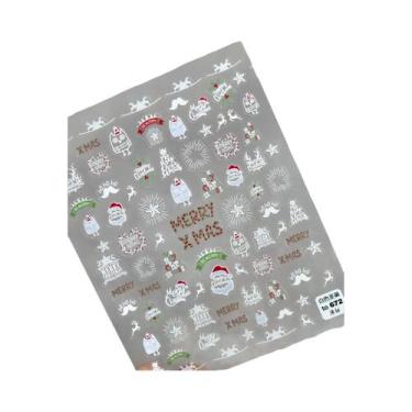 Imagem de Adesivos De Unha De Natal Com Floco De Neve Rosa, Decalques De Unha 5D