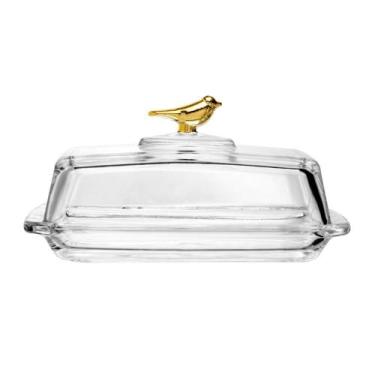 Imagem de Manteigueira Retangular Wolff Golden Bird de Cristal