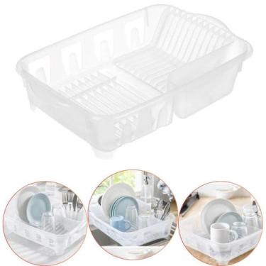 Imagem de Escorredor de louça plástico Prato Copo Talheres com Divisor - sanremo