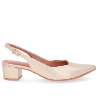 Imagem de Sandalia slingback usaflex em couro ref ud24004 feminino, 38, Creme