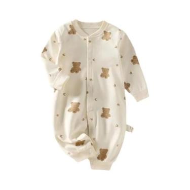 Imagem de Macacão De Algodão Para Bebê Recém-Nascido, Manga Longa, Roupa De Loun