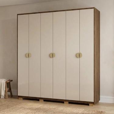 Imagem de Guarda-Roupa Casal 6 Portas 4 Gavetas 100% MDF Noronha Imbuia/Fendi - 