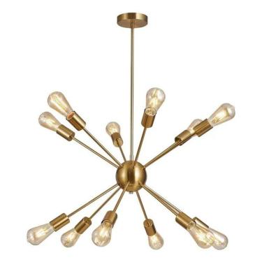 Imagem de Luminaria Plafon De Teto Led Atmoic 12 Lampadas 82x63x63cm Dourado