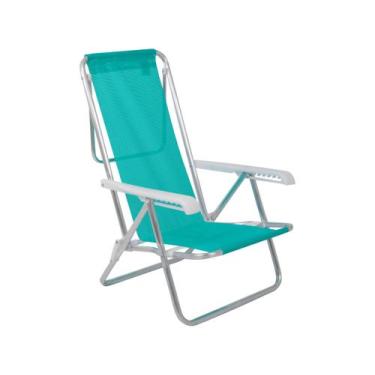 Imagem de Cadeira De Praia Reclinável Sannet 8 Posições Alumínio - Mor, Verde