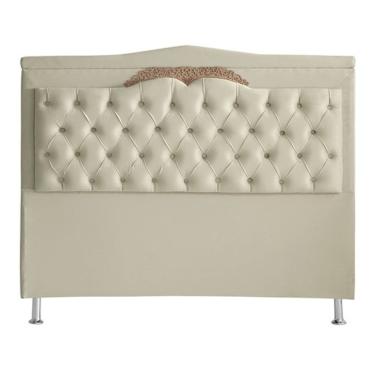 Imagem de Cabeceira para Cama Box Madri Queen Suede Veludo Capitonê 160x131x12cm Prata Do Lar Móv...