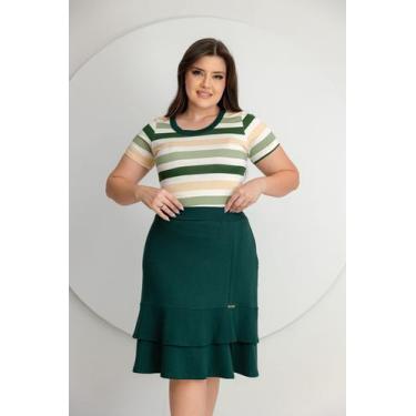 Imagem de Conjunto Blusa Listrada e Saia Bababo - Bella Boni, Verde, G1