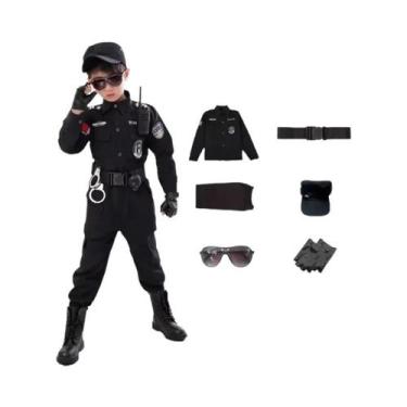 Imagem de Conjunto De Fantasia De Cosplay De Polícia SWAT Para Meninos, Uniforme