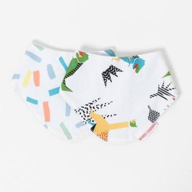 Imagem de Kit 2 Babadores Impermeáveis - Estampa Confetes Pastel e Dinossauro - 