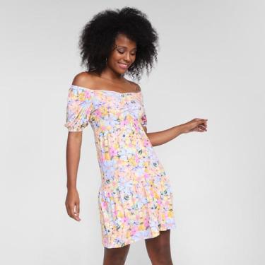 Imagem de Vestido Lecimar Curto Ombro A Ombro Floral, Azul, G