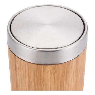 Imagem de Lixeira Banheiro 2,6l Marrom Madeira 20x16cm Basculante