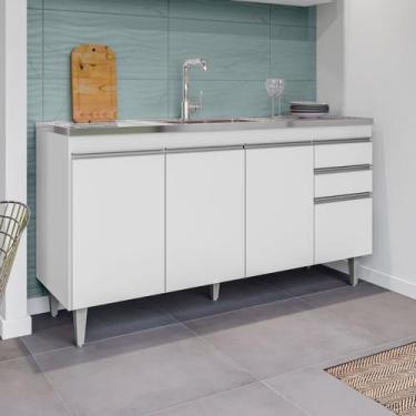 Imagem de Balcão para Pia Ayla 150cm Sem Tampo Cozinha Cor:Preto - Maderatto Móv