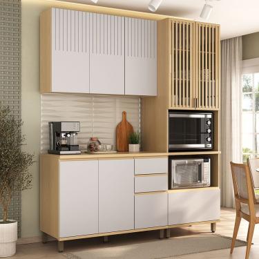 Imagem de Cozinha Compacta 100% Mdf 3 Pçs Tampo E Torre Quente 1... Carvalho Uv-cinza Cris Pet-ci...