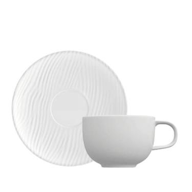 Imagem de Kit 06 Xícara Chá Pires 235ml Branca Dunas Germer Porcelanas