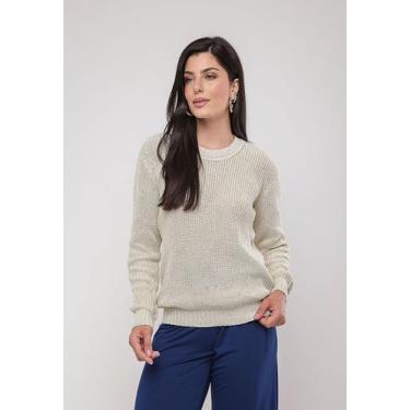 Imagem de Blusa de Tricot em Fio Botonê Marfim Salvatore, Marfim, único