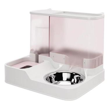 Imagem de Bebedouro e Comedouro Gravidade Transparente - - Pet For You, Rosa