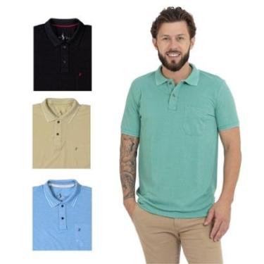 Imagem de Kit 4 Camisa Polo Masculina Pique Premium com Bolso Casual-Masculino
