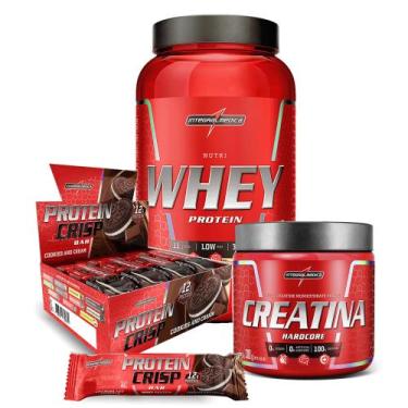 Imagem de Kit Whey Cookies & Cream 100% + Crisp Bar + Creatina 300g - Integralme