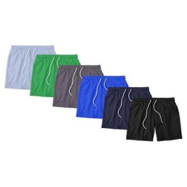 Imagem de Kit 6 Shorts Masculino Liso Básico Bermuda Tactel Água Praia Treino Academia Corrida-Ma...