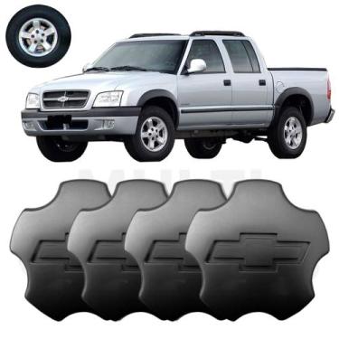 Imagem de 4x Calota Roda GM S10 Advantage Pitbull até 08 preto fosco - Chevrolet