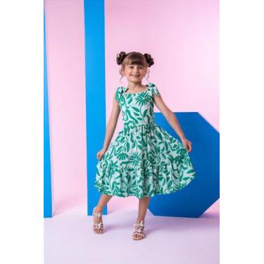Imagem de Vestido Banana Club Dandara Verde Feminino para Crianças, Apple, 10