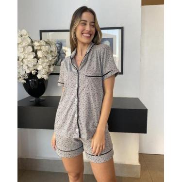 Imagem de Pijama Americano Viscose Canelada Cinza - Mimo de Renda