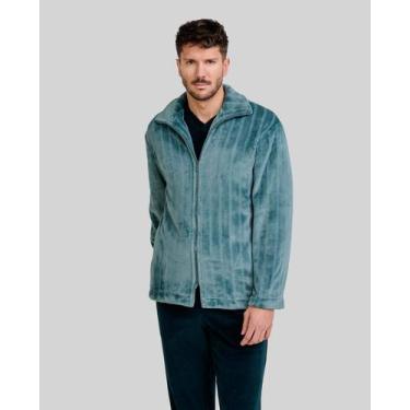 Imagem de Roupão Feminino Jacquard com Botões Azul Marinho Lohe, Verde, G