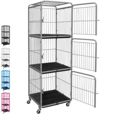 Imagem de Canil Gaiola Vertical 3 Lugares Cães Cachorro Pet Shop Tosa - Açomix, 