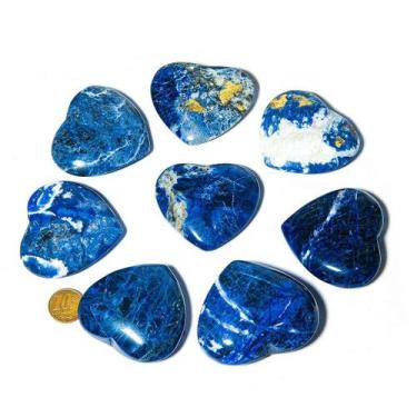 Imagem de 20 Corações de Pedra Sodalita Azul Natural de 50 a 70mm para Atacado