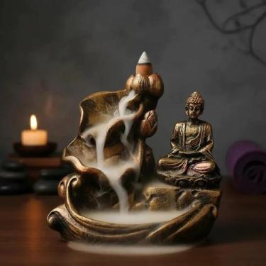 Imagem de INCENSARIO CASCATA Flor Vertical BUDA HINDU Mini Orando - Decore Casa