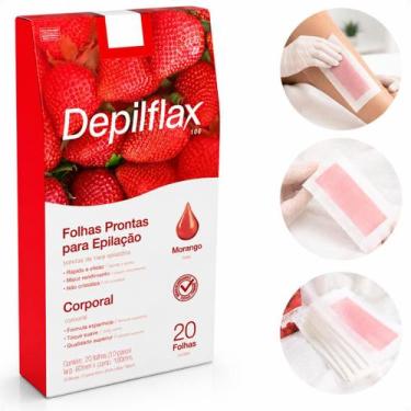 Imagem de Folhas Prontas Depilflax Para Depilação Corporal Morango C/20